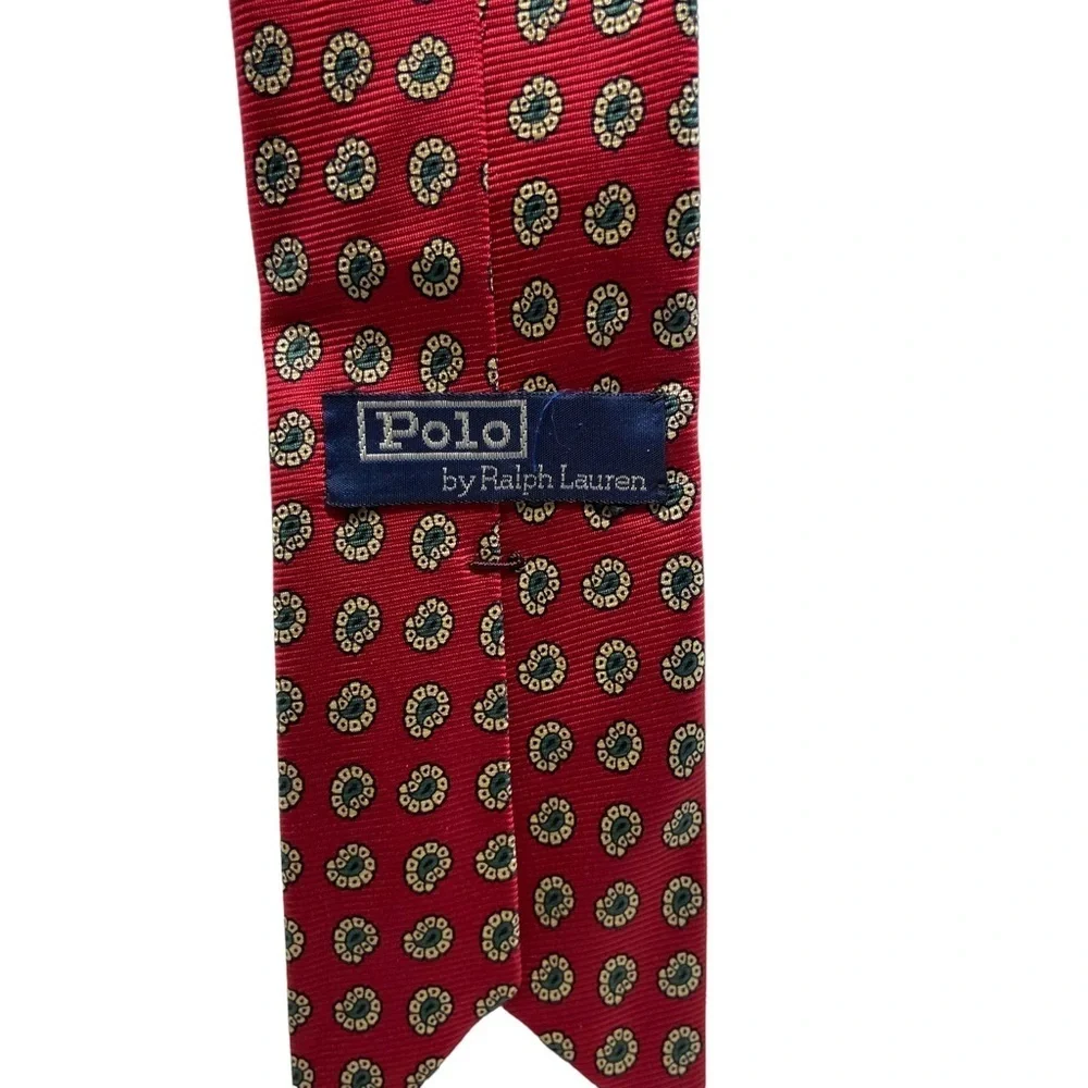 Polo by Ralph Lauren Red with Green Paisley Necktie